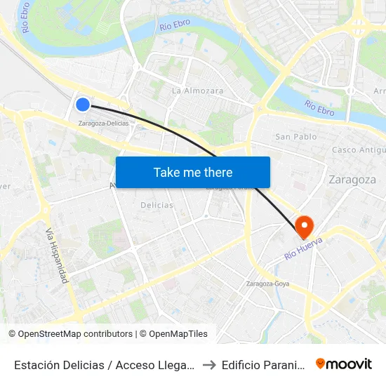 Estación Delicias / Acceso Llegadas to Edificio Paraninfo map