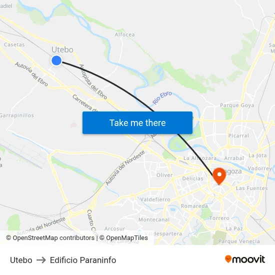Utebo to Edificio Paraninfo map