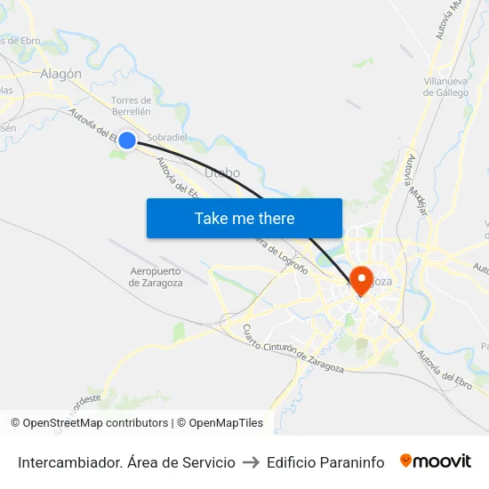 Intercambiador. Área de Servicio to Edificio Paraninfo map