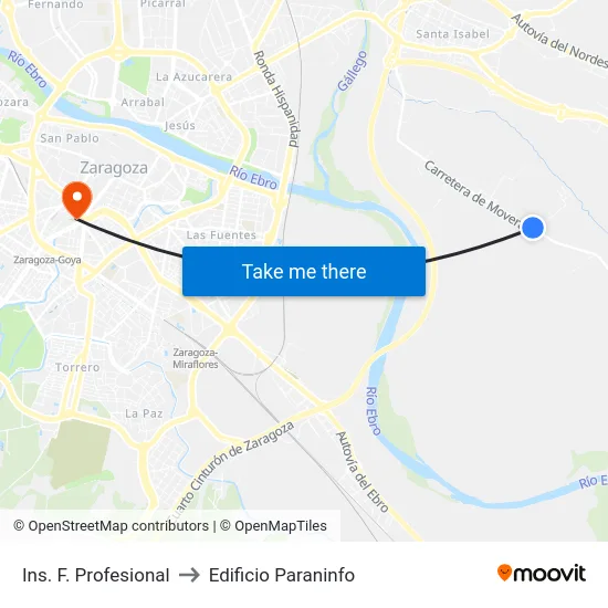 Ins. F. Profesional to Edificio Paraninfo map