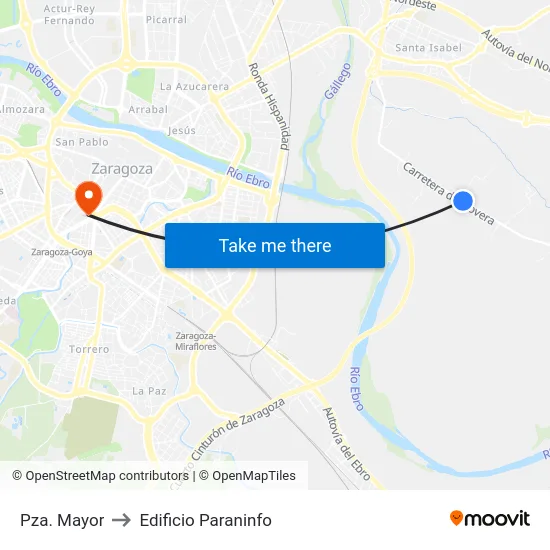 Pza. Mayor to Edificio Paraninfo map