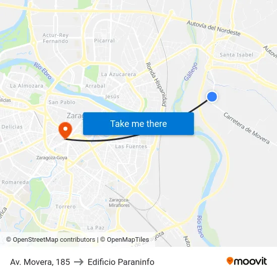 Av. Movera, 185 to Edificio Paraninfo map