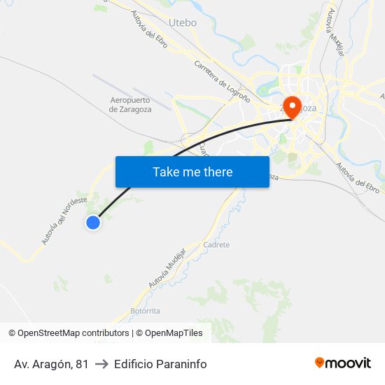 Av. Aragón, 81 to Edificio Paraninfo map