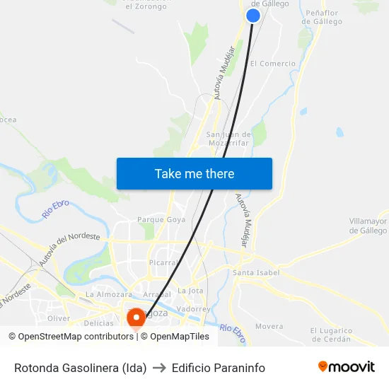 Rotonda Gasolinera (Ida) to Edificio Paraninfo map