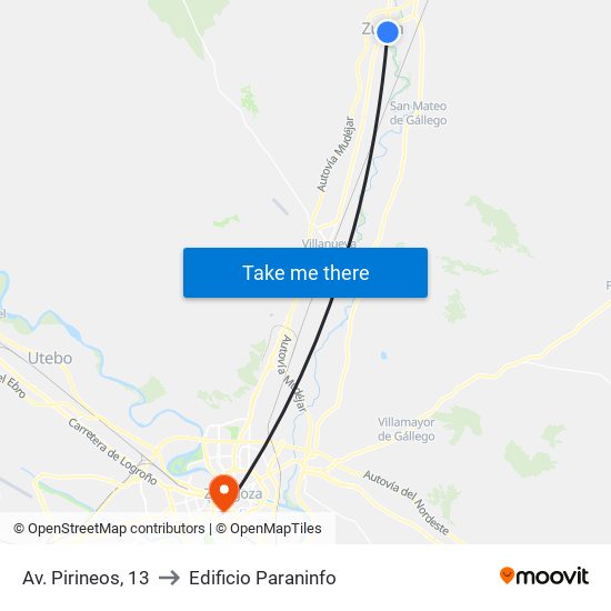 Av. Pirineos, 13 to Edificio Paraninfo map