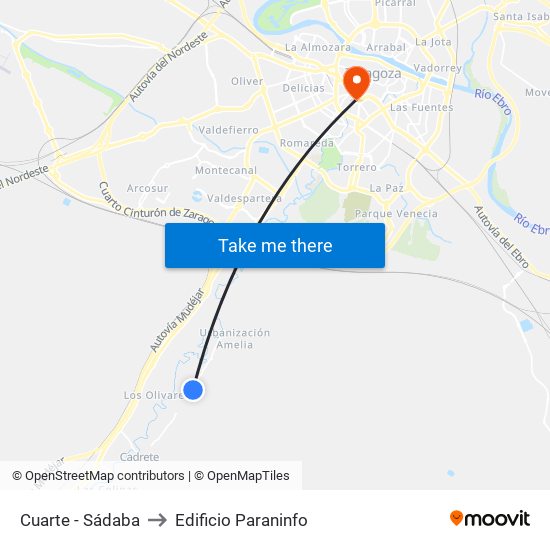 Cuarte - Sádaba to Edificio Paraninfo map