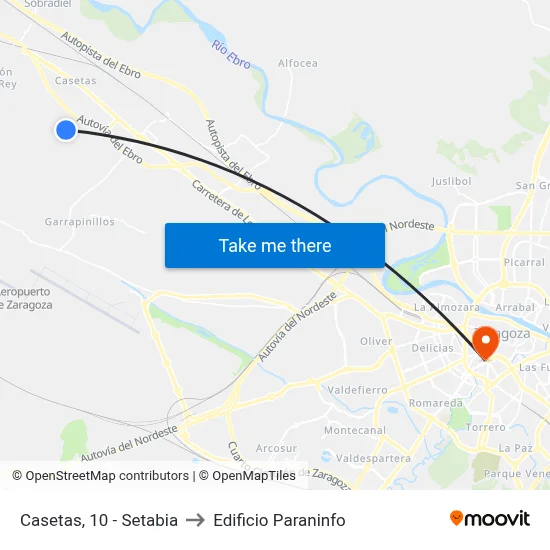 Casetas, 10 - Setabia to Edificio Paraninfo map
