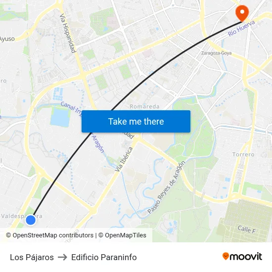 Los Pájaros to Edificio Paraninfo map
