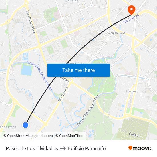 Paseo de Los Olvidados to Edificio Paraninfo map