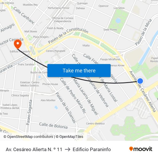 Av. Cesáreo Alierta N. º 11 to Edificio Paraninfo map
