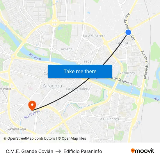C.M.E. Grande Covián to Edificio Paraninfo map