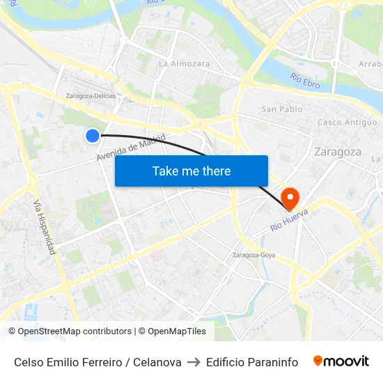 Celso Emilio Ferreiro / Celanova to Edificio Paraninfo map