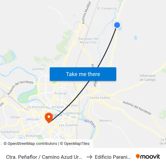Ctra. Peñaflor / Camino Azud Urdán to Edificio Paraninfo map