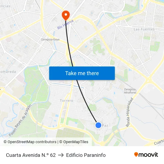 Cuarta Avenida N.º 62 to Edificio Paraninfo map