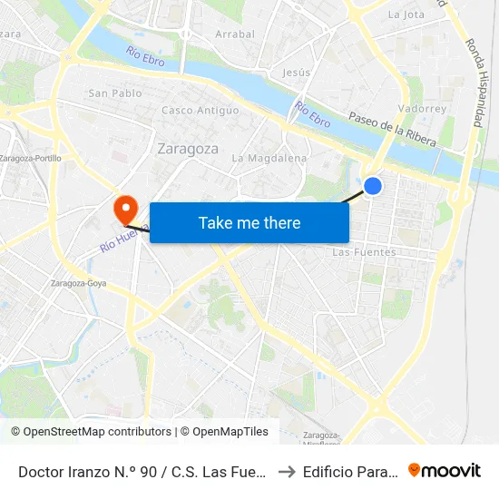 Doctor Iranzo N.º 90 / C.S. Las Fuentes Norte to Edificio Paraninfo map