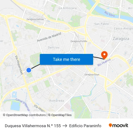 Duquesa Villahermosa N.º 155 to Edificio Paraninfo map