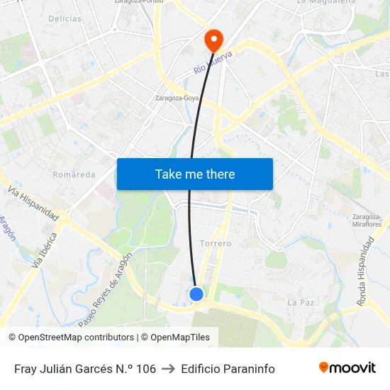 Fray Julián Garcés N.º 106 to Edificio Paraninfo map