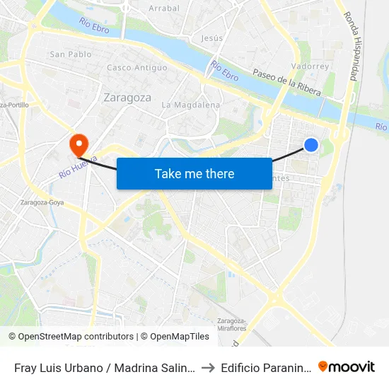 Fray Luis Urbano / Madrina Salinas to Edificio Paraninfo map