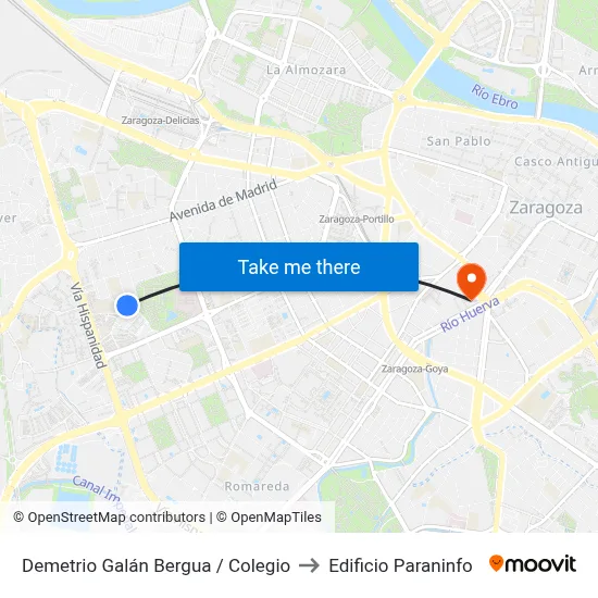 Demetrio Galán Bergua / Colegio to Edificio Paraninfo map