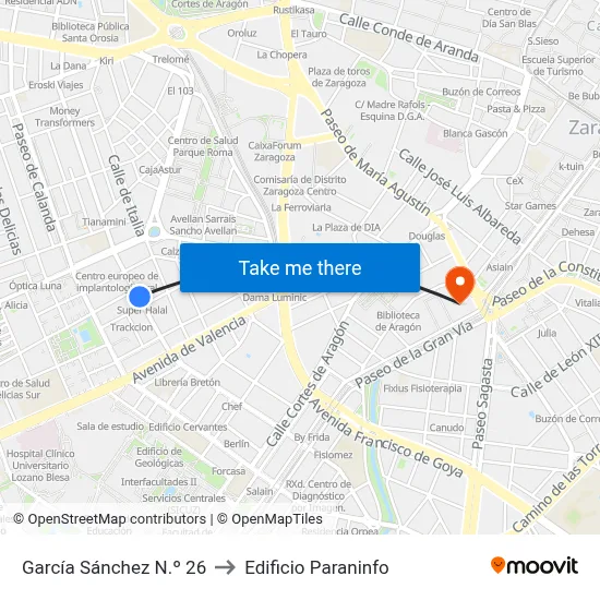 García Sánchez N.º 26 to Edificio Paraninfo map