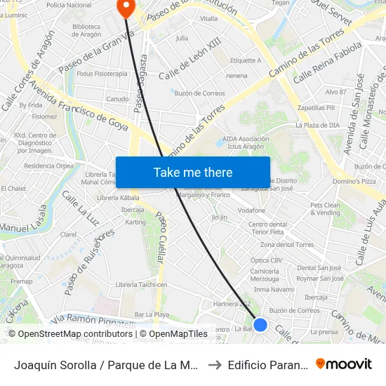 Joaquín Sorolla / Parque de La Memoria to Edificio Paraninfo map
