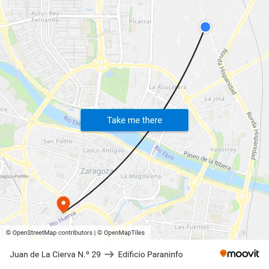 Juan de La Cierva N.º 29 to Edificio Paraninfo map