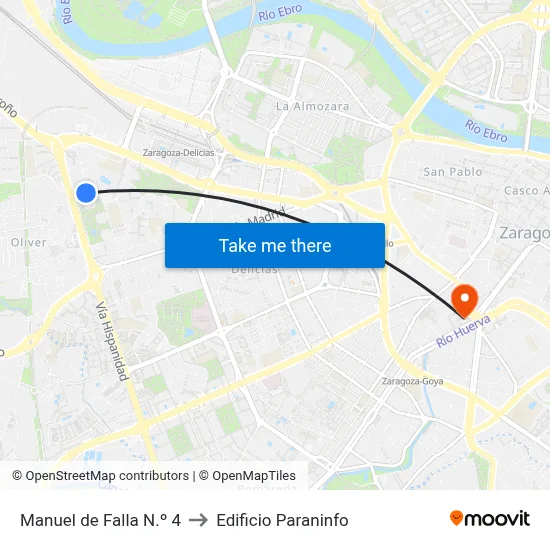 Manuel de Falla N.º 4 to Edificio Paraninfo map