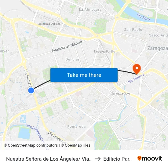 Nuestra Señora de Los Ángeles/ Vía Hispanidad to Edificio Paraninfo map