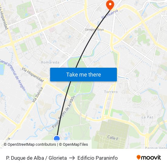P. Duque de Alba / Glorieta to Edificio Paraninfo map