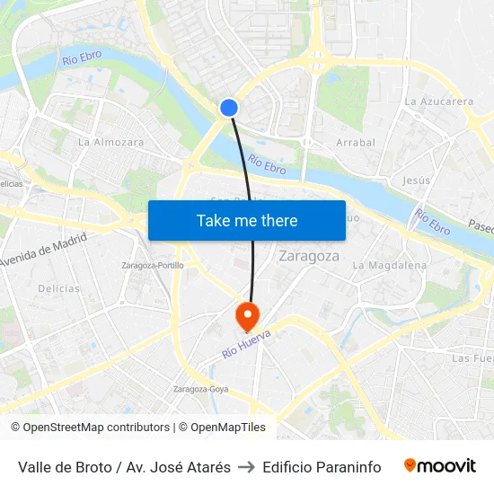 Valle de Broto / Av. José Atarés to Edificio Paraninfo map