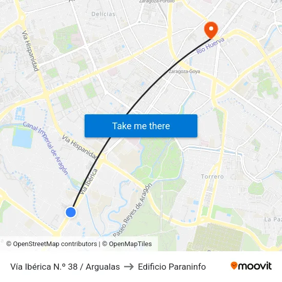 Vía Ibérica N.º 38 / Argualas to Edificio Paraninfo map