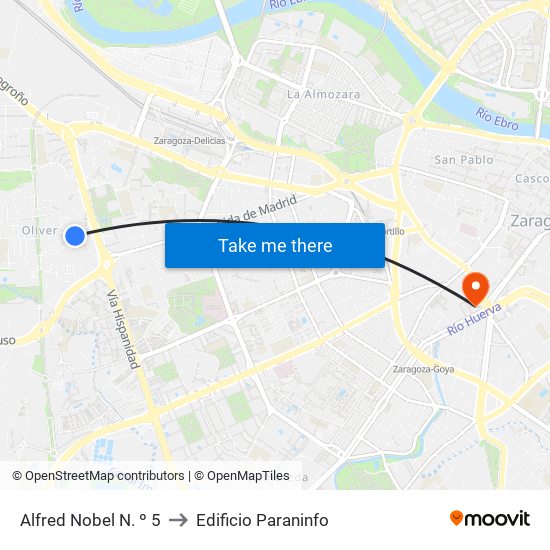 Alfred Nobel N. º 5 to Edificio Paraninfo map