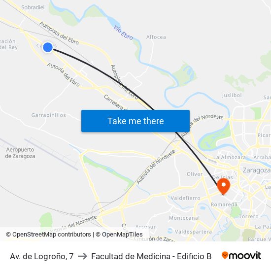 Av. de Logroño, 7 to Facultad de Medicina - Edificio B map