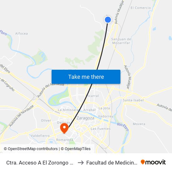Ctra. Acceso A El Zorongo Frente A Aspace to Facultad de Medicina - Edificio B map