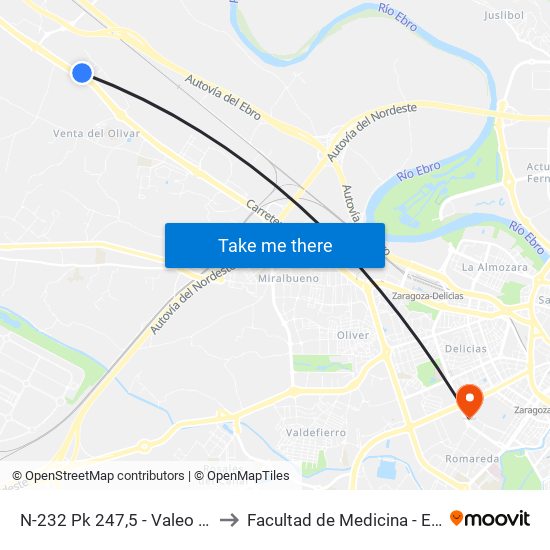 N-232 Pk 247,5 - Valeo Térmico to Facultad de Medicina - Edificio B map