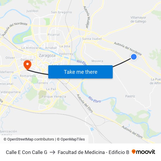 Calle E Con Calle G to Facultad de Medicina - Edificio B map