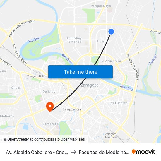 Av. Alcalde Caballero - Cno. Los Molinos to Facultad de Medicina - Edificio B map