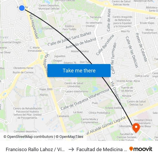 Francisco Rallo Lahoz / Vía Hispanidad to Facultad de Medicina - Edificio B map