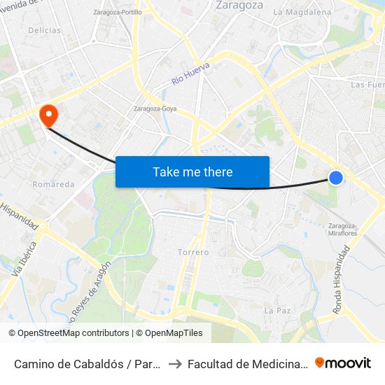 Camino de Cabaldós / Parque La Granja to Facultad de Medicina - Edificio B map