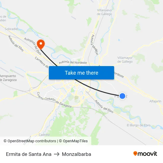 Ermita de Santa Ana to Monzalbarba map