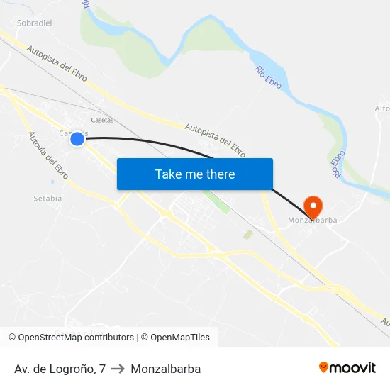 Av. de Logroño, 7 to Monzalbarba map