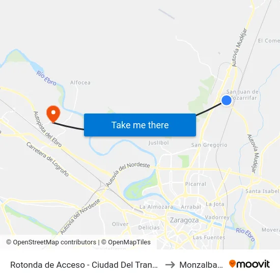 Rotonda de Acceso - Ciudad Del Transporte to Monzalbarba map