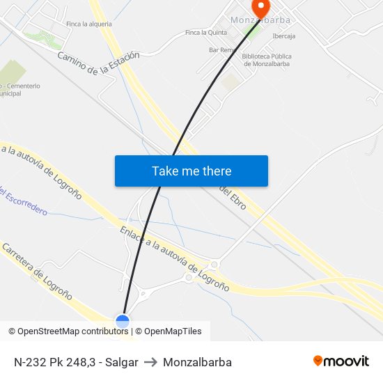 N-232 Pk 248,3 - Salgar to Monzalbarba map