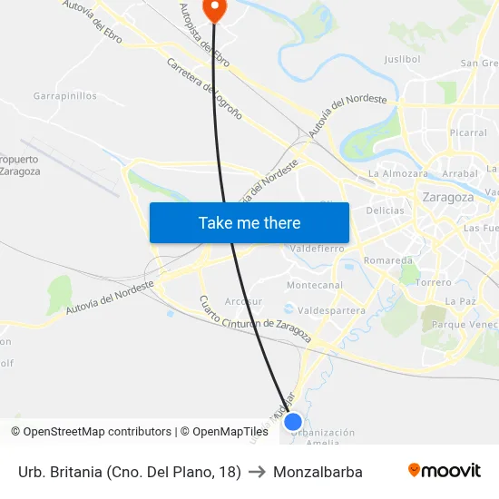 Urb. Britania (Cno. Del Plano, 18) to Monzalbarba map