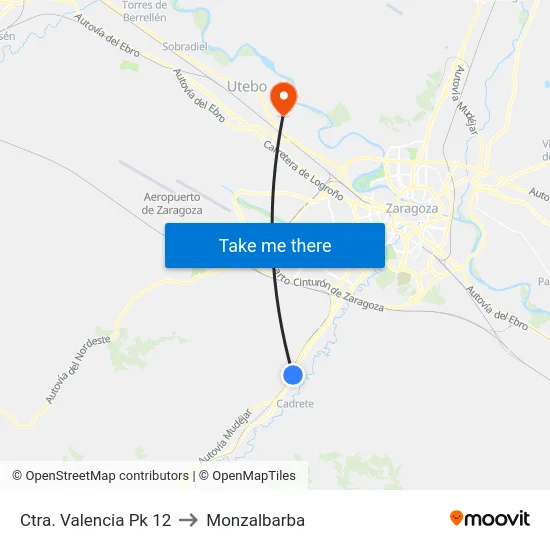 Ctra. Valencia Pk 12 to Monzalbarba map