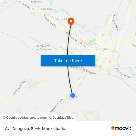 Av. Zaragoza, 8 to Monzalbarba map