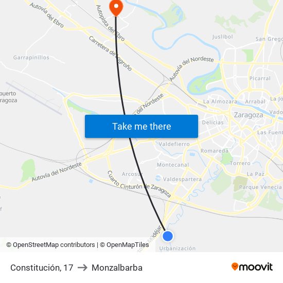 Constitución, 17 to Monzalbarba map