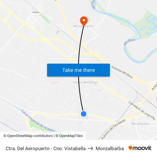 Ctra. Del Aeropuerto - Cno. Vistabella to Monzalbarba map