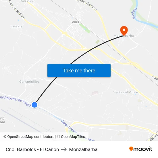 Cno. Bárboles - El Cañón to Monzalbarba map