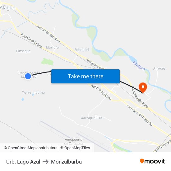 Urb. Lago Azul to Monzalbarba map